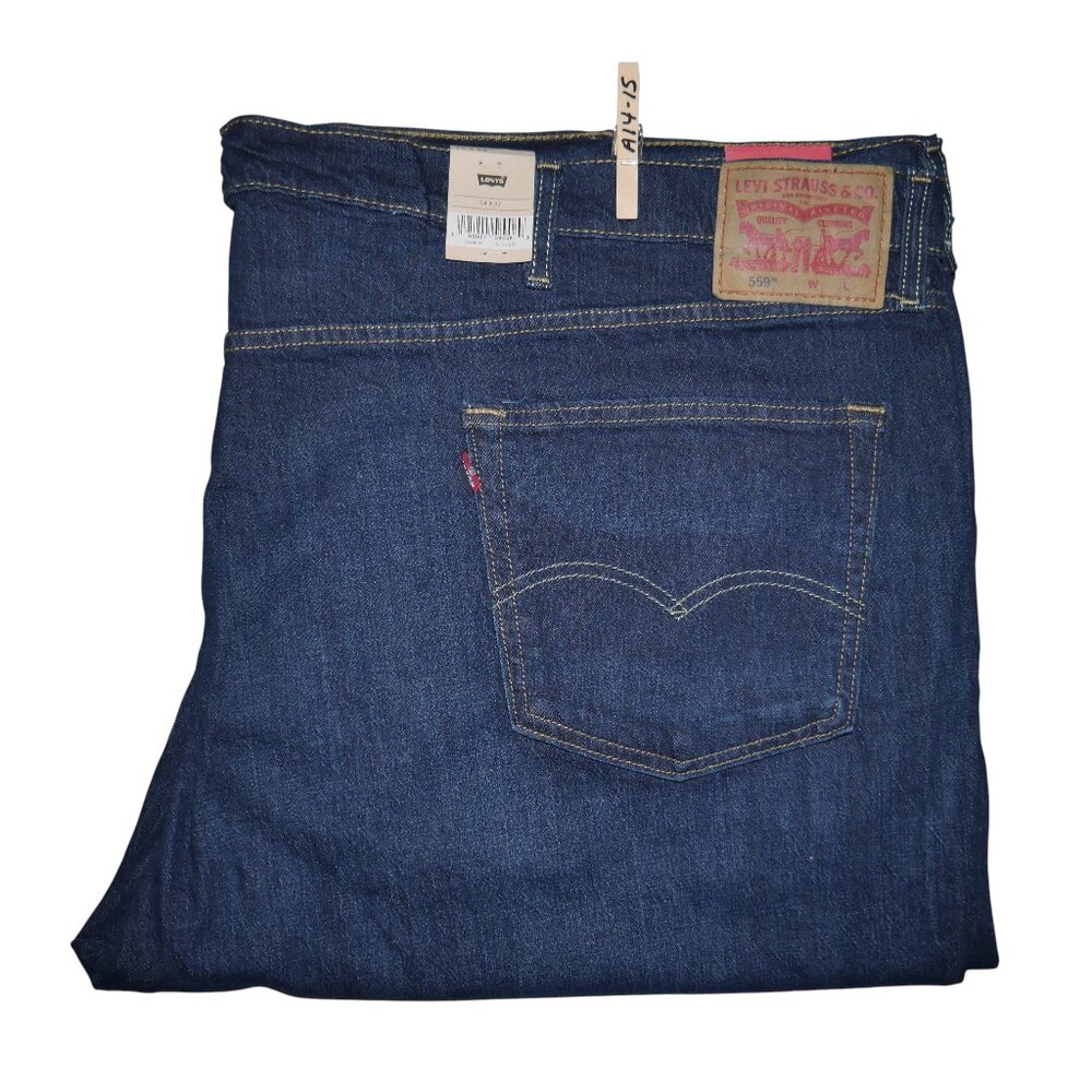 Levis 559 Men's Size 54x32 Jeans Relaxed Fit Straight Leg Dark Wash Denim NWT